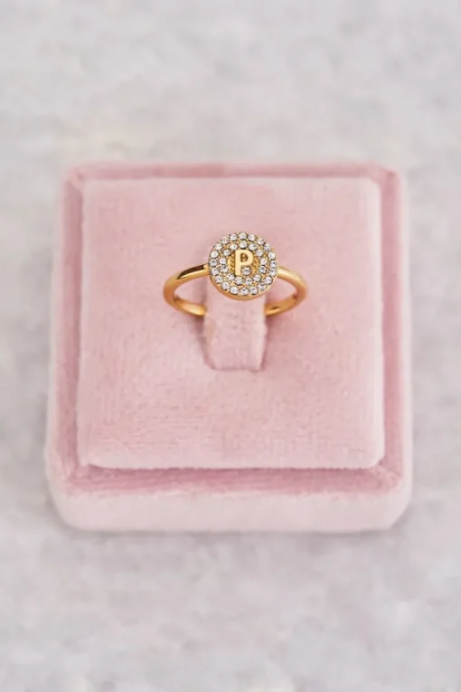 Initial Ring Met Strass