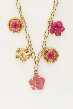Island Ketting Met 5 Bedel Bloemen