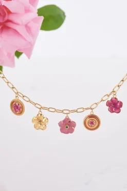 Island Ketting Met 5 Bedel Bloemen