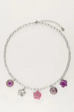 Island Ketting Met 5 Bedel Bloemen