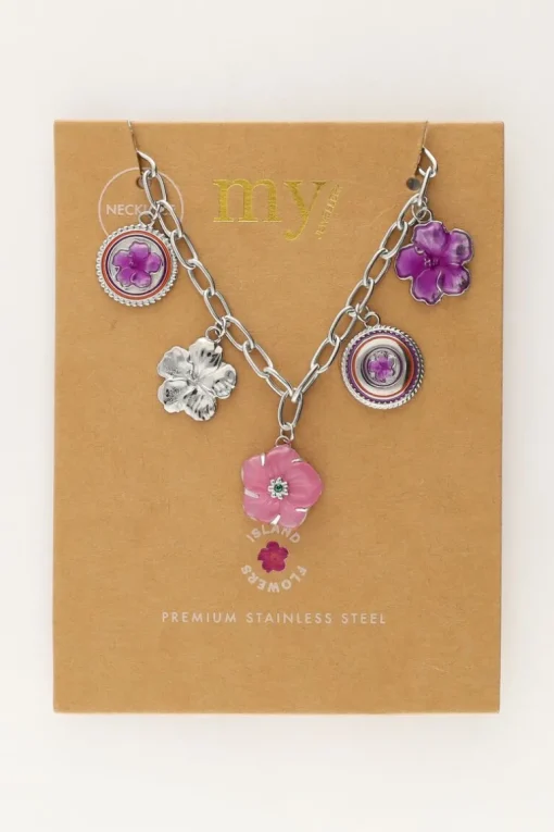 Island Ketting Met 5 Bedel Bloemen