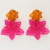 Island Oorhangers Met Oranje En Roze Bloem