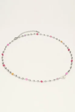Ketting Met Hart En Roze Kralen