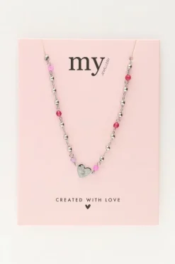 Ketting Met Hart En Roze Kralen