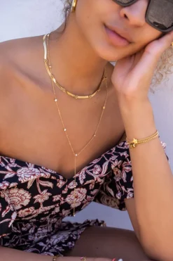 Ketting Met Platte Schakel & Bloemen
