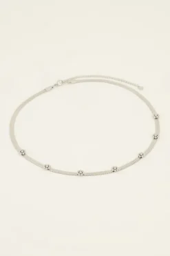 Ketting Met Platte Schakel & Bloemen