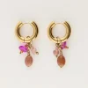 Kleine Oorringen Met Roze & Bruine Steentjes
