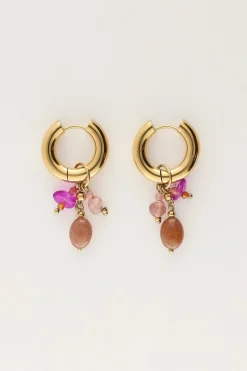 Kleine Oorringen Met Roze & Bruine Steentjes