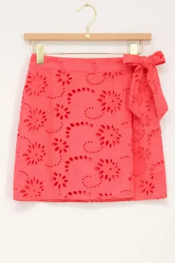 Koraal Skort Met Bloemen Crochet