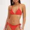 Koraal Triangel Bikini Top Met Ruffles En Lurex