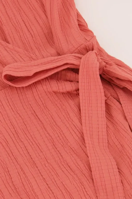 Koraal-roze Crinkle Wikkeljurk