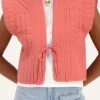 Koraal-roze Gilet Met Strikje