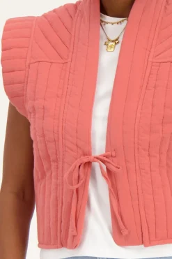 Koraal-roze Gilet Met Strikje