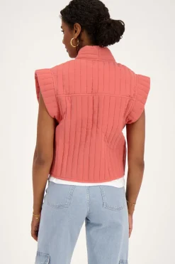 Koraal-roze Gilet Met Strikje