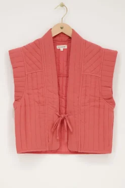 Koraal-roze Gilet Met Strikje
