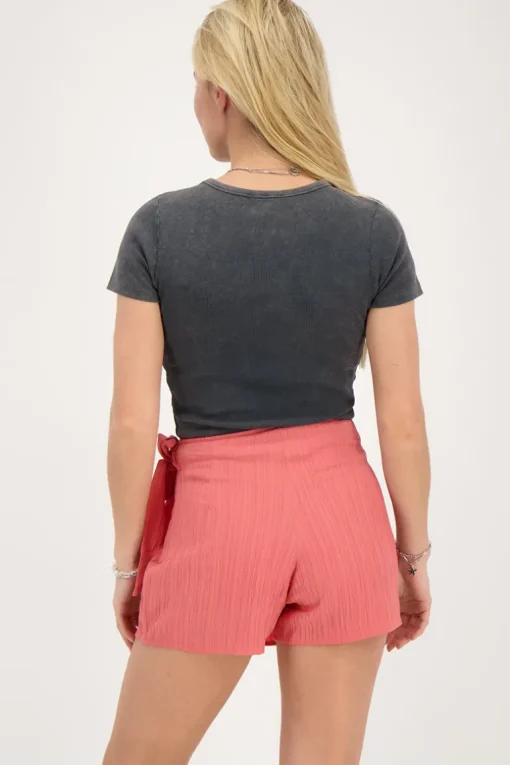 Koraal-roze Skort Met Overslag