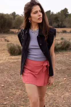 Koraal-roze Skort Met Overslag