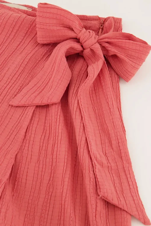 Koraal-roze Skort Met Overslag