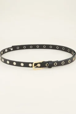Leren Riem Met Goudkleurige Ringen