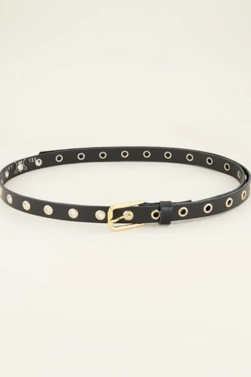 Leren Riem Met Goudkleurige Ringen