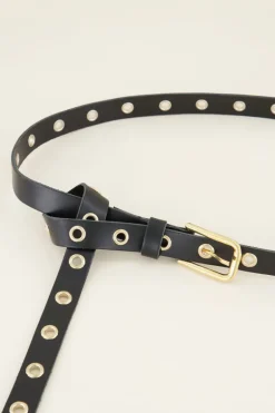 Leren Riem Met Goudkleurige Ringen