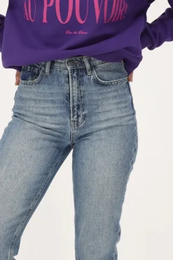 Lichtblauwe Jeans Met Split