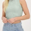 Lichtblauwe Mouwloze Top Bubble