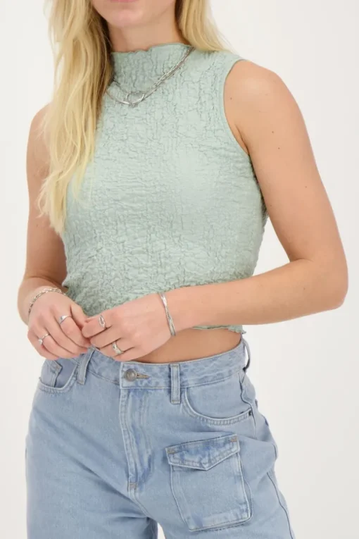 Lichtblauwe Mouwloze Top Bubble