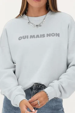 Lichtblauwe Sweater ''Oui Mais Non''