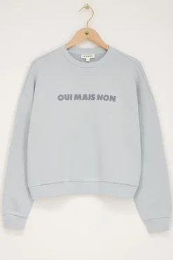Lichtblauwe Sweater ''Oui Mais Non''