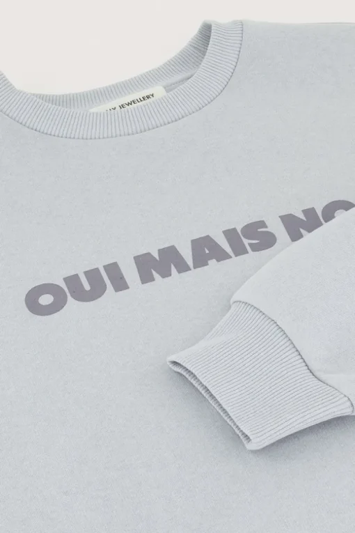 Lichtblauwe Sweater ''Oui Mais Non''
