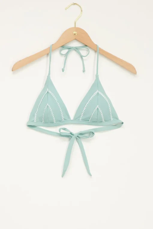 Lichtblauwe Triangel Bikini Top Met Crochet