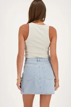 Lichtgrijze Tanktop Met Rib Structuur