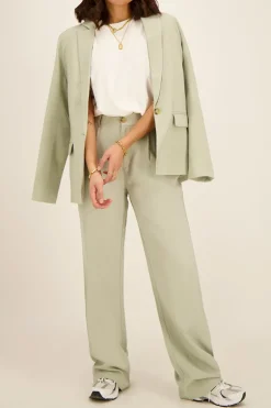 Lichtgroene Pantalon Wijdvallend