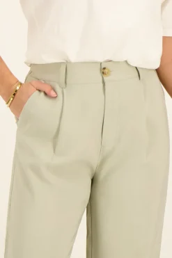 Lichtgroene Pantalon Wijdvallend