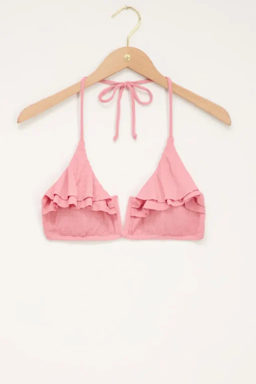 Lichtroze Bikini Top Met Ruffles