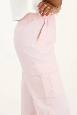 Lichtroze Cargo Broek Met Elastieken Tailleband