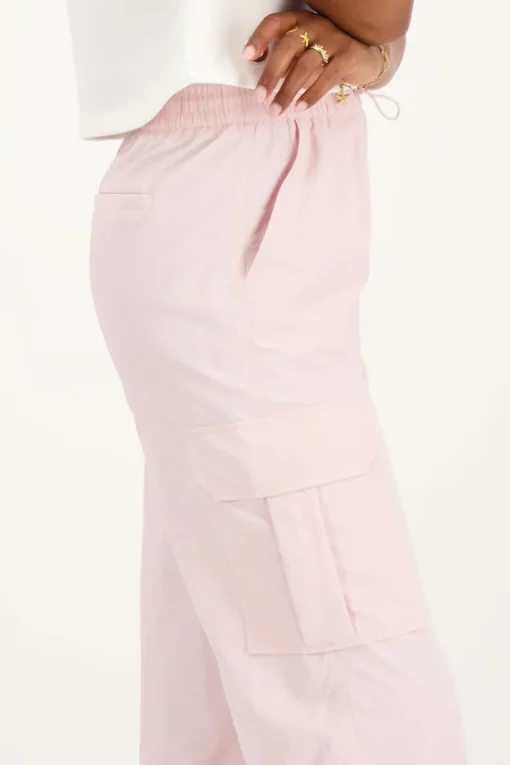 Lichtroze Cargo Broek Met Elastieken Tailleband