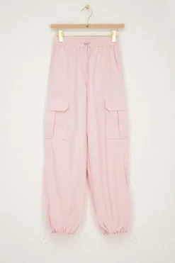 Lichtroze Cargo Broek Met Elastieken Tailleband