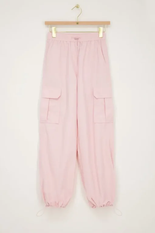 Lichtroze Cargo Broek Met Elastieken Tailleband
