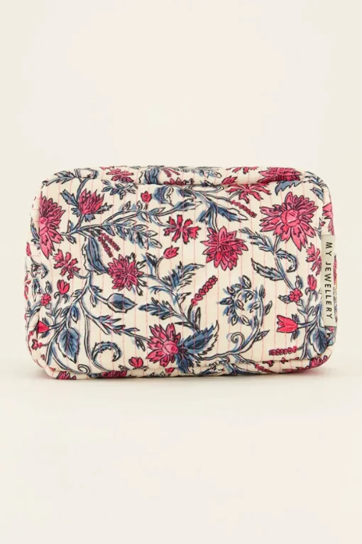 Lichtroze Toilettas Met Bloemenprint