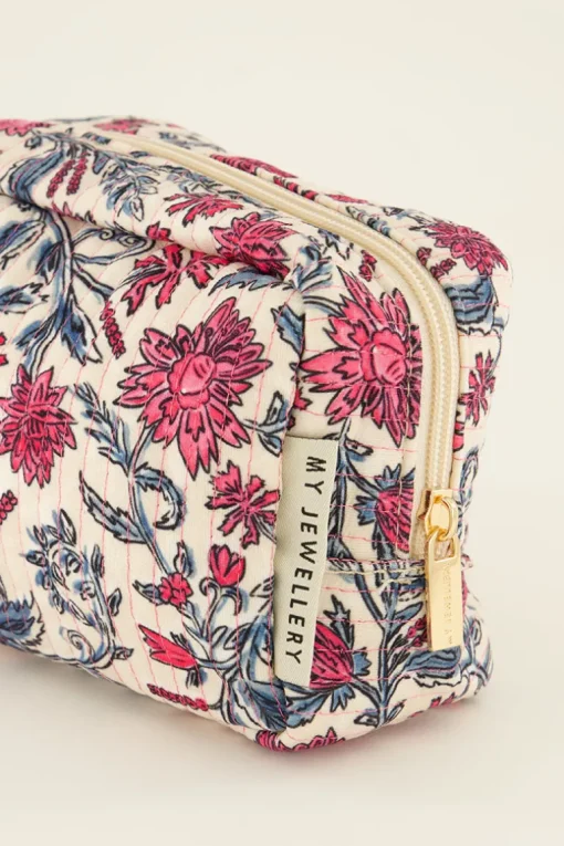 Lichtroze Toilettas Met Bloemenprint