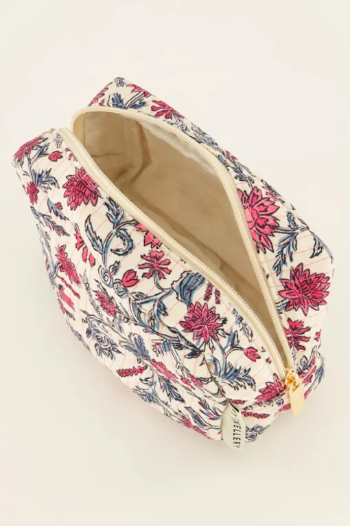 Lichtroze Toilettas Met Bloemenprint