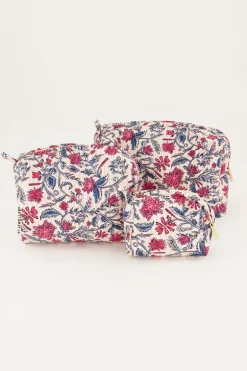 Lichtroze Toilettas Set Met Bloemenprint