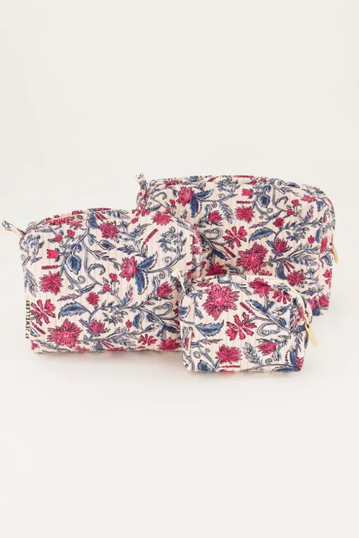 Lichtroze Toilettas Set Met Bloemenprint