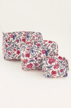 Lichtroze Toilettas Set Met Bloemenprint
