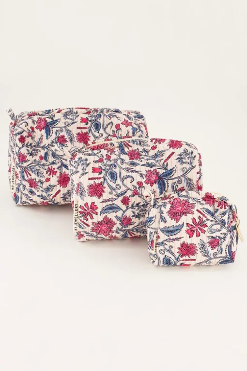 Lichtroze Toilettas Set Met Bloemenprint
