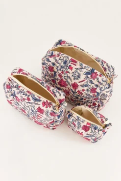 Lichtroze Toilettas Set Met Bloemenprint
