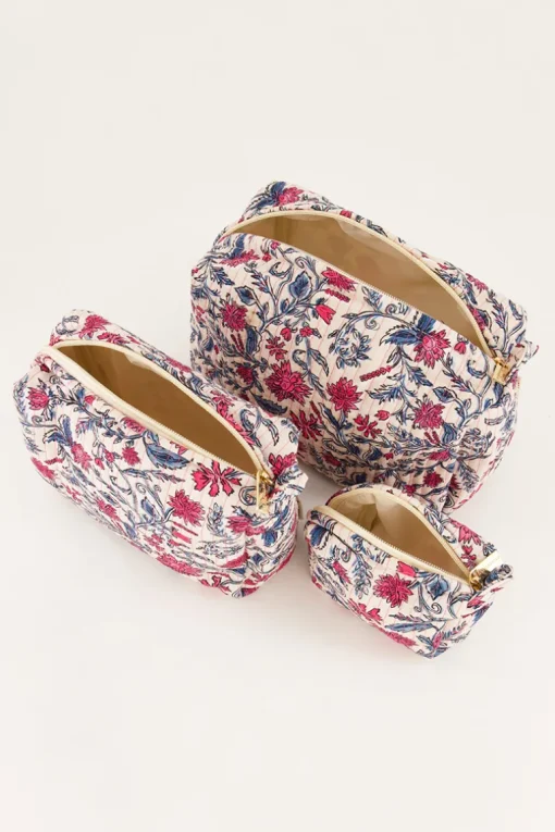 Lichtroze Toilettas Set Met Bloemenprint