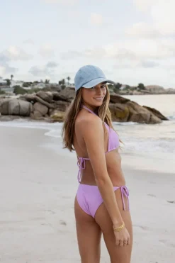 Lila Bikini Top Triangel Met Dubbele Bandjes En Rib